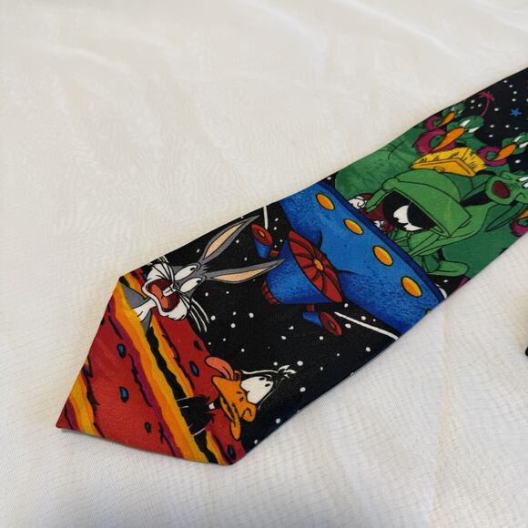 Vintage Tie Looney Tunes Mania 1993 Martians Daffy Duck Bugs Bunny - Picture 3 of 8